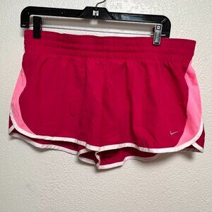 NIKE Dri Fit Pink White Tempo Shorts Running Gym Lined‎ Juniors Size XL
